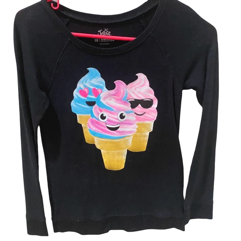 Justice ice cream cone long sleeve black top